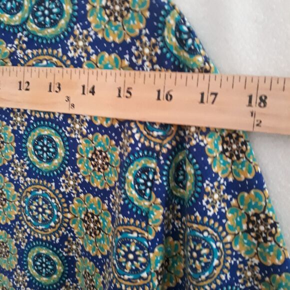 Kim Rogers Mock Neck Shirt Womens 2X  Green  Blue Yellow Long Sleeve Cotton - Picture 4 of 9